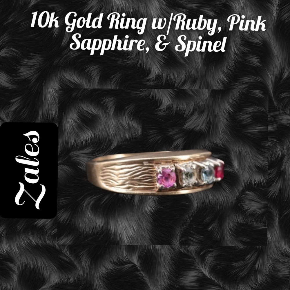 Zales ~ Solid 10k Gold With Multicolor Gemstones:… - image 3